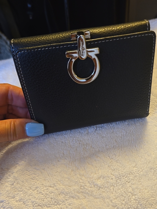 Salvatore Ferragamo Handbags - Ferragamo Black Leather Women’s Wallet with Silver Hardware